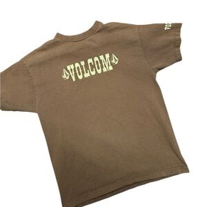 Y2K Volcom Brown Graphic Logo Men's Cotton Short Sleeve T-Shirt Size M